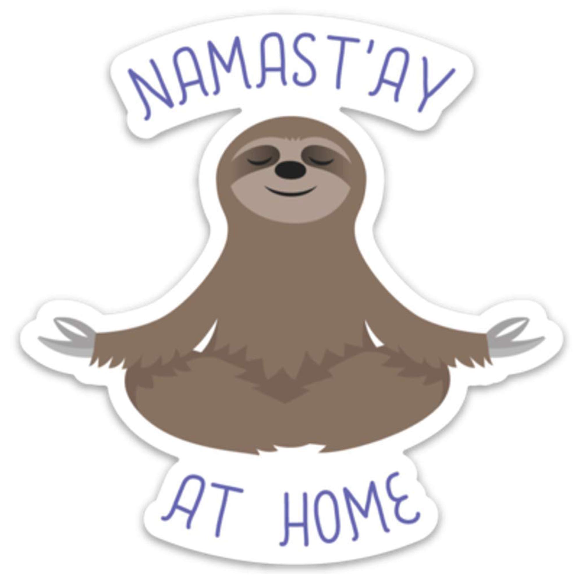 Sloth Sticker Decal Meditating Namaste at Home 4" x 4" Laptop Water Bottle