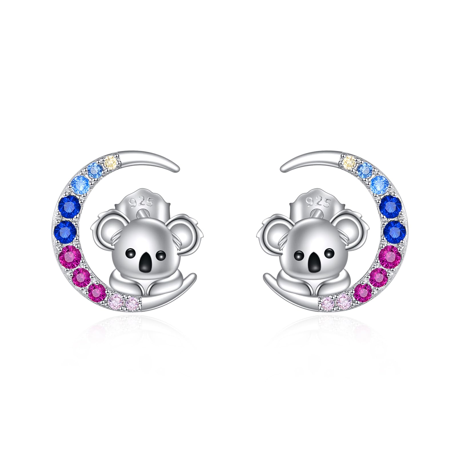 YFNCute Animal Earrings Sterling Silver Animal Moon Stud Earrings Gifts for Women Girls