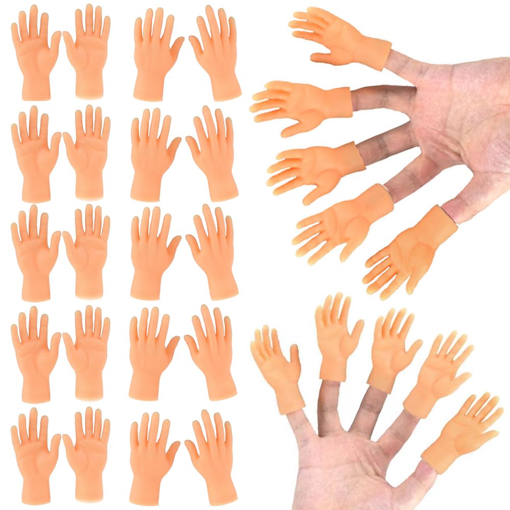 30 Pcs Tiny Finger Hands Mini Rubber Finger Puppets, Miniature Small Hands Ealistic Cute Little Hand Finger for Gifts Puppet Show Prank Gag Performance Party Favors