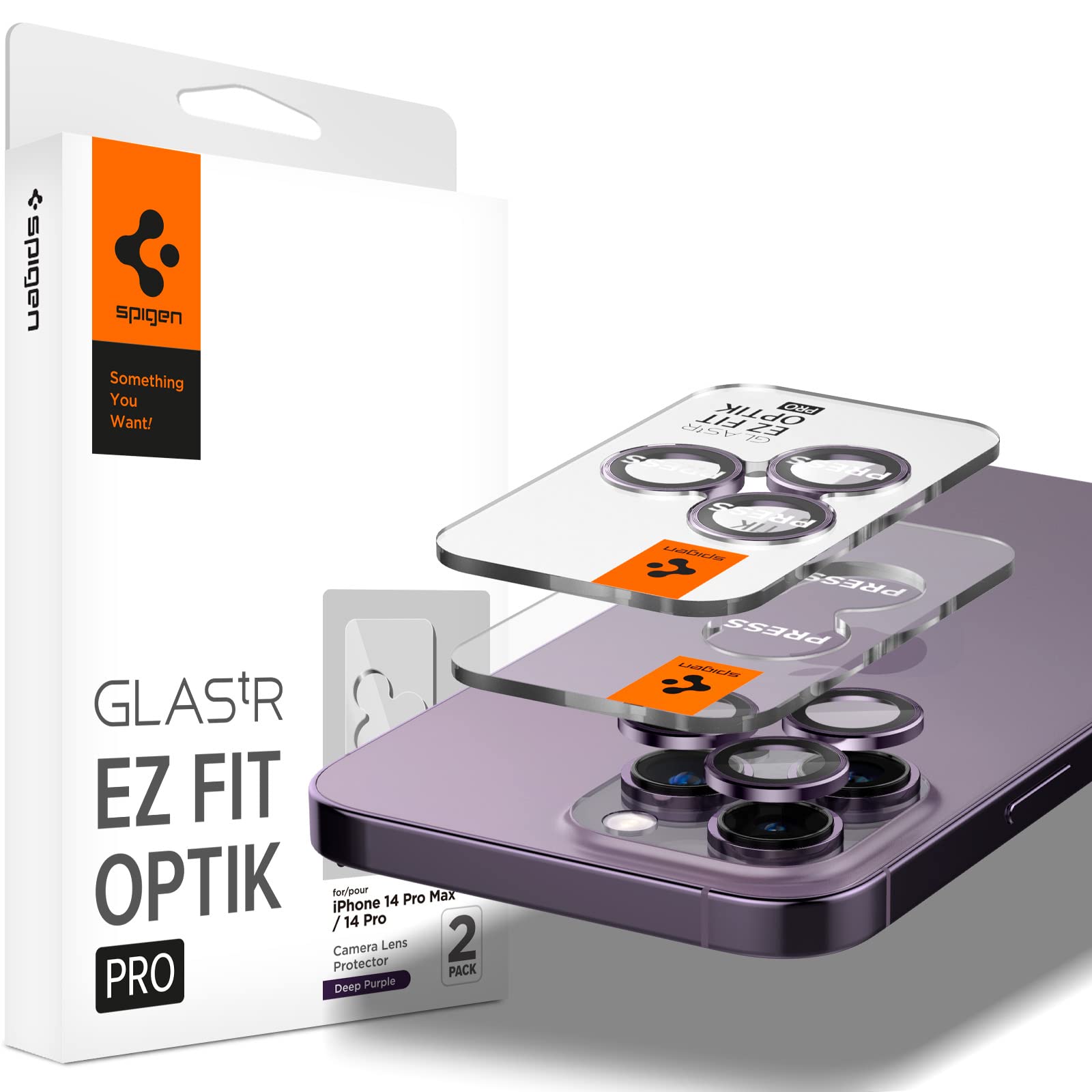 SpigenCamera Lens Screen Protector [GlasTR EZ Fit Optik Pro] Designed for iPhone 14 Pro Max/iPhone 14 Pro [Case Friendly] - Deep Purple [2 Pack]