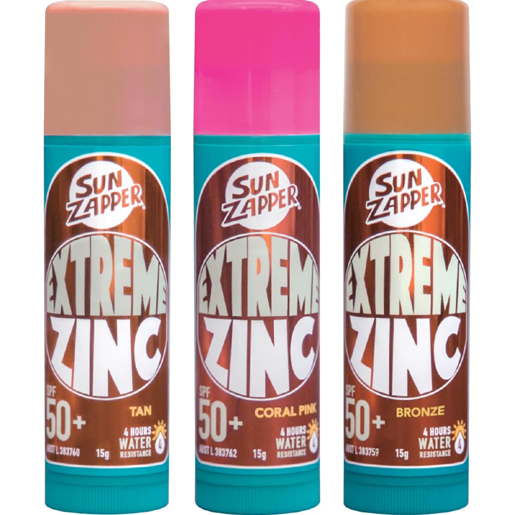 Sun Zapper Extreme Zinc Stick Beauty Pack - Tan, Bronze & Pink Zinc Sunblock Made in Australia