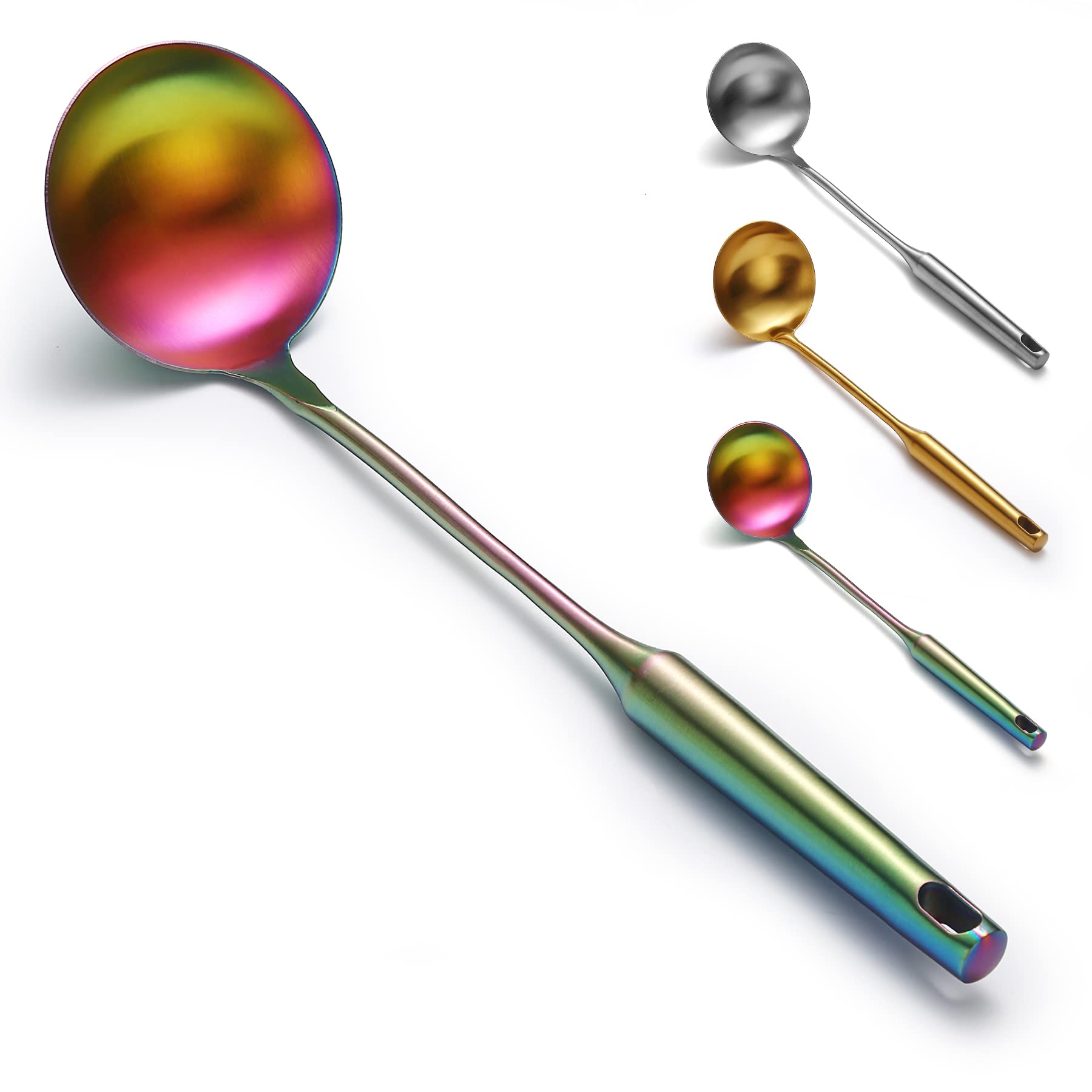 Evanda Stainless Steel Rainbow Soup Ladle, Serving Spoon, For Restaurant And Home Cooking, Dishwasher Safety