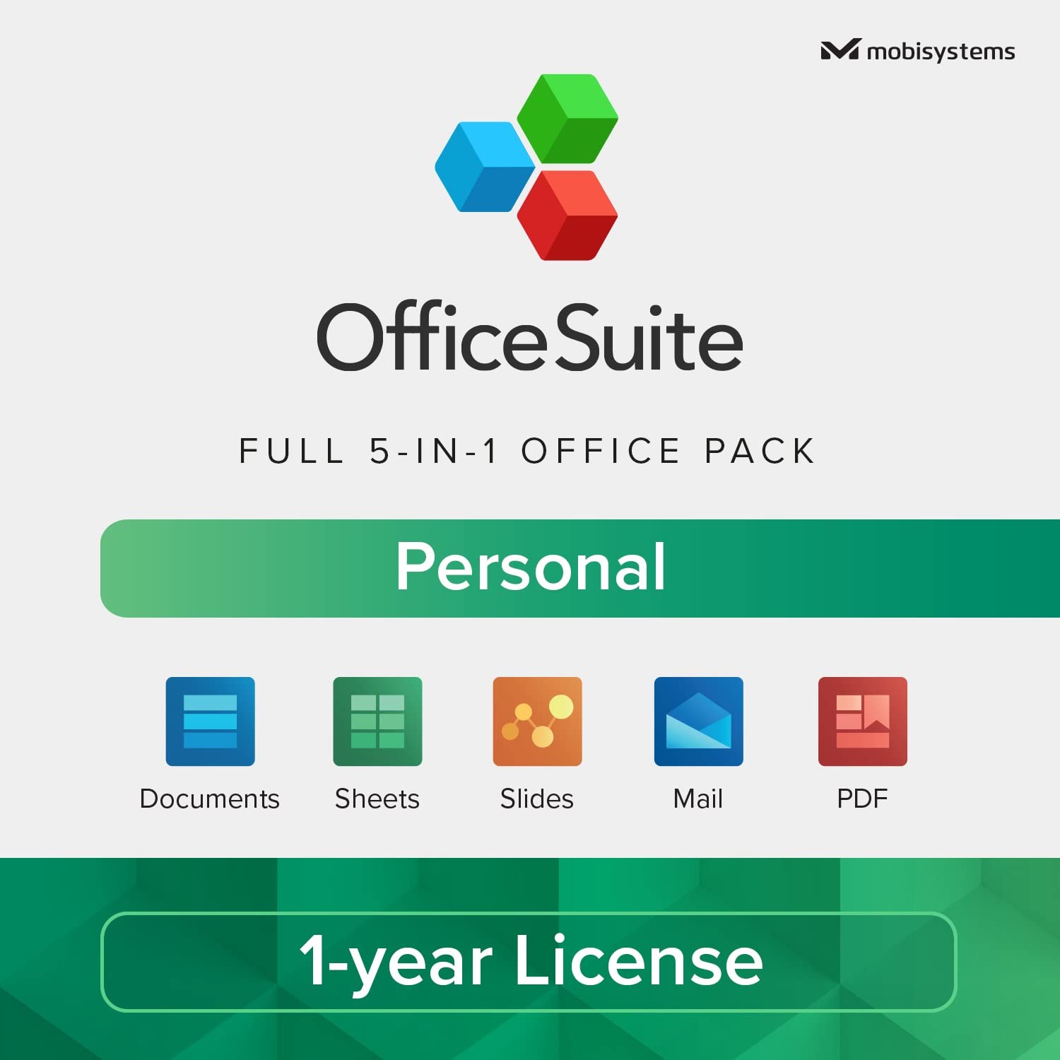 MobiSystems OfficeSuite Personal Compatible with Microsoft Office Word Excel & PowerPoint and Adobe PDF for PC Windows 10, 8.1, 8, 7 - 1-year License, 1 User (Made in the USA)