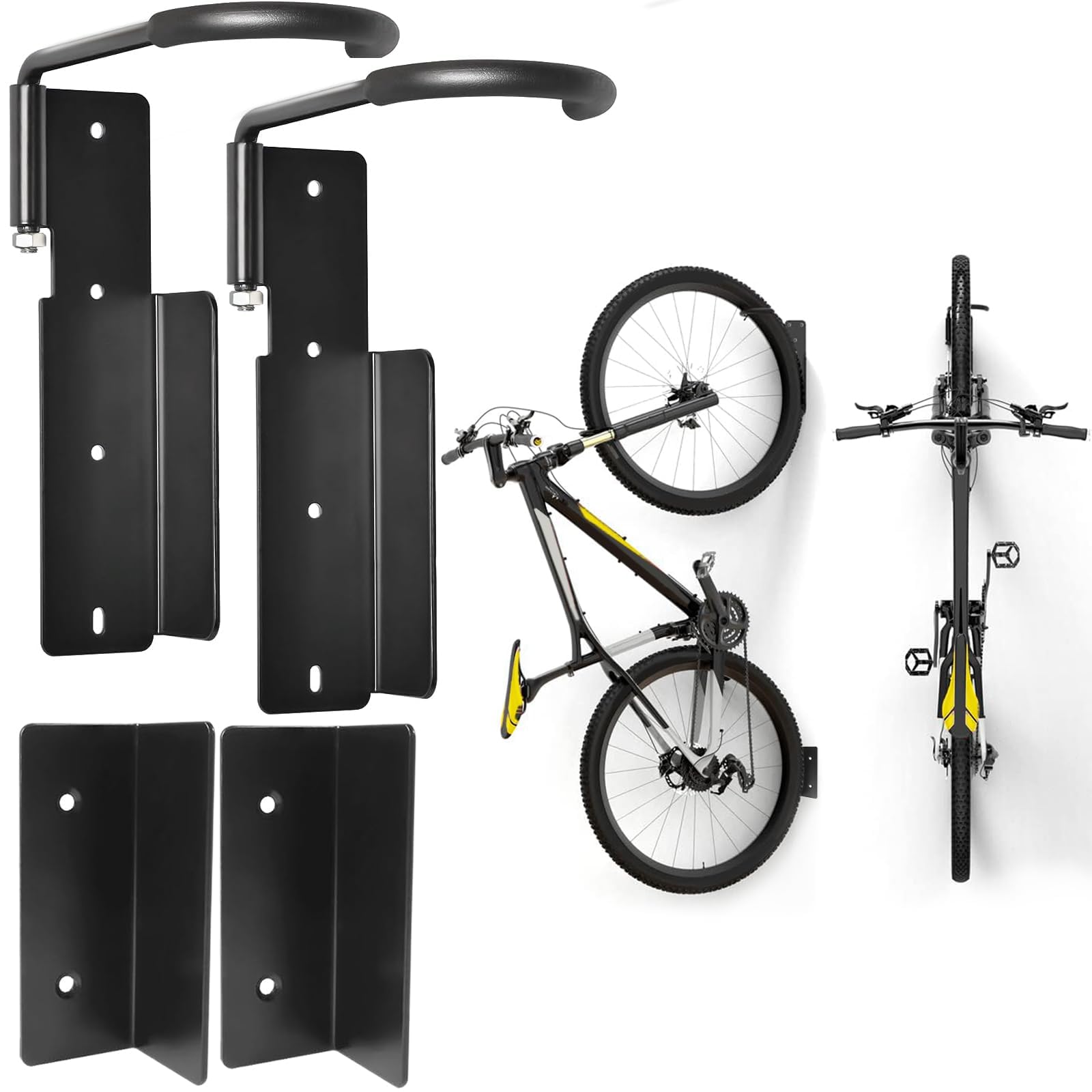 Bike Rack Garage Wall Mount Swivel Bike Hanger, 2 Pack Swing 90° Vertical Bike Wall Mount Rack Vertical Bike Hook Bicycle Hanger for Indoor Garage Organization Storage System