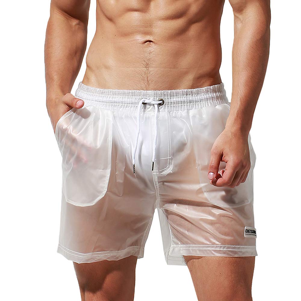 Mendove Mens Transparent Swim Trunks Waterproof Beach Surf Water Sport Shorts with Drawstring