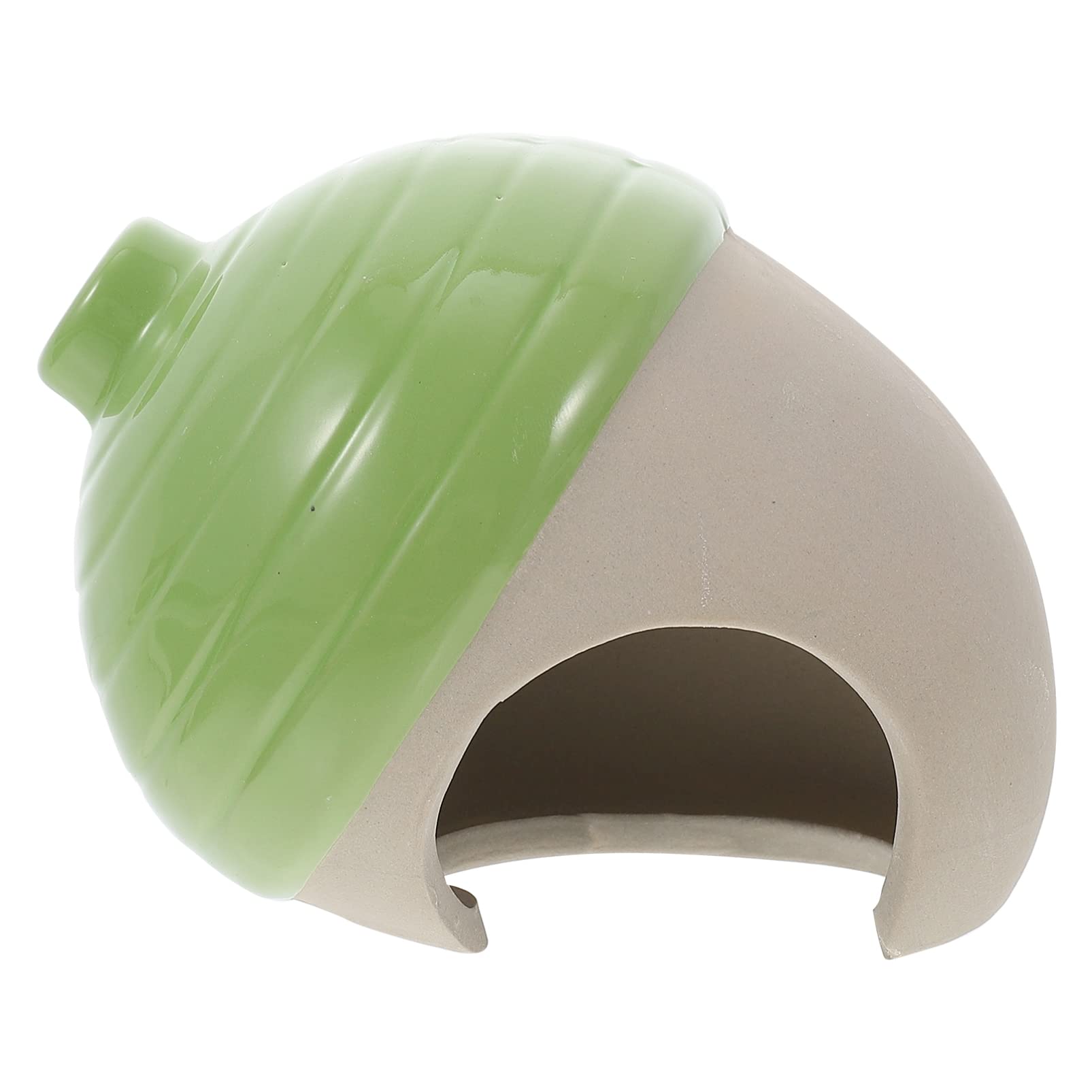 generic Small Animal Ceramic Critter Bath Hamster Hideout Pet House Acorn Shape Hamster Hut Cave Summer Cool Chinchilla Nest Pet Habitat Cage for Dwarf Hamsters Gerbils Green