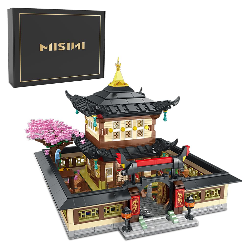 MISINI Architecture M6019 Japanese Budokan Building Set with Glowing Lighting for Adults, City Street View Building Blocks Model Kit, 1872 Piece Bricks Toy, Gifts for Boys and Men