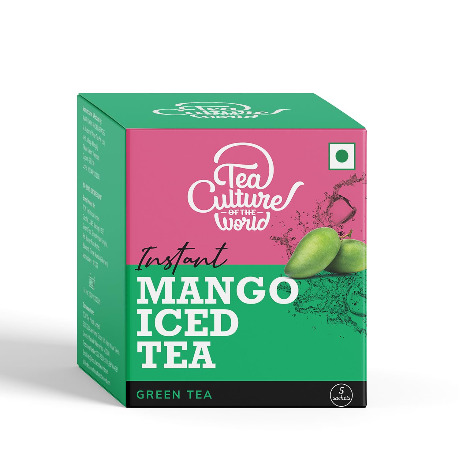 Tea Culture of The World , Raw Mango Flavoured Green Iced Tea | Real Tea Extract | On-The-Go Powdered Drink Mix | 250Ml From 1 Sachet, Total 1.2 Litres, Green Tea, 125 Gram