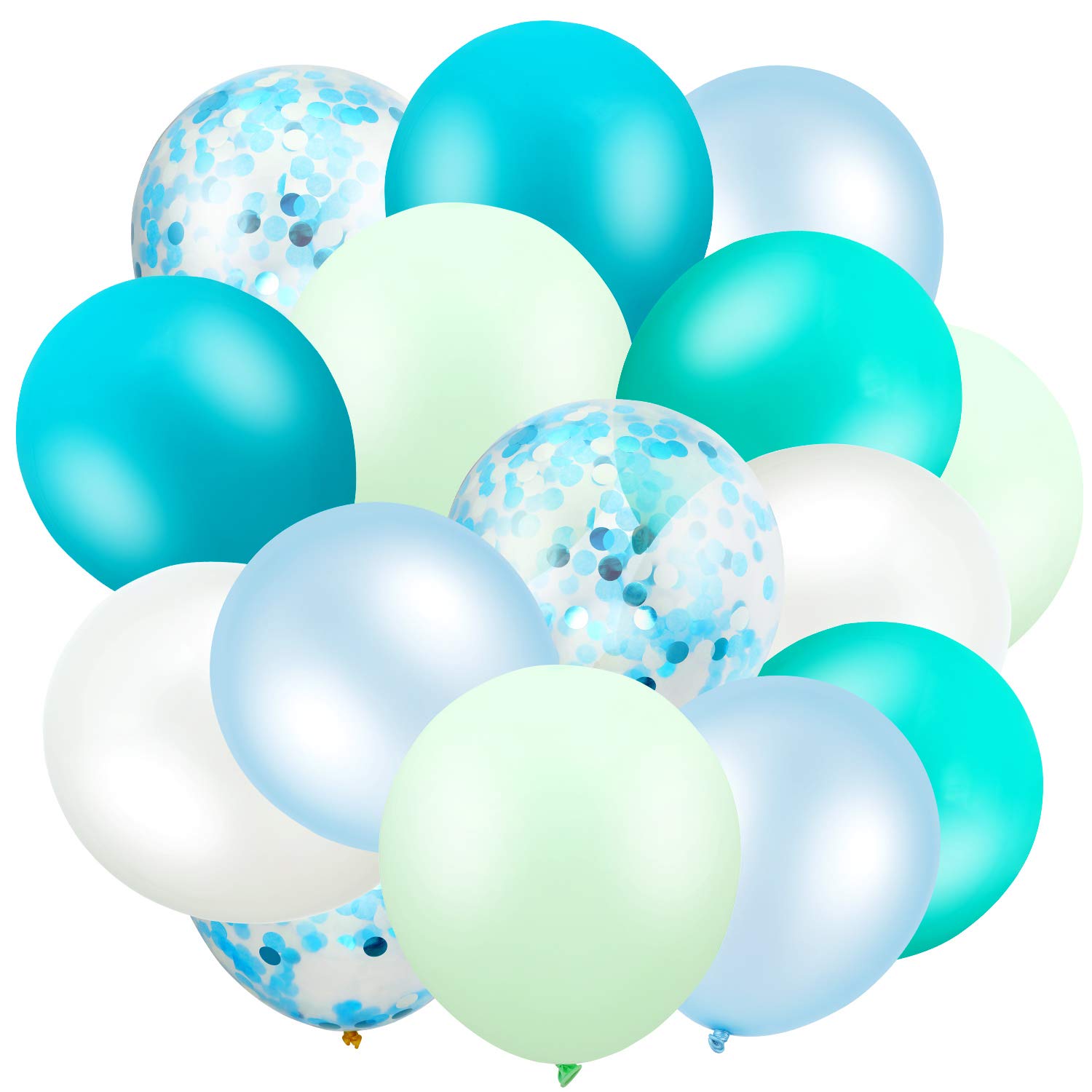 60 Pieces Winter Ice Snow Turquoise Teal Balloons Confetti Balloons Mint Green Balloons for Baby Shower Wedding Office Birthday Party Supplies