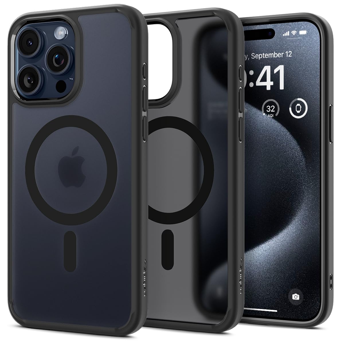 Spigen Ultra Hybrid MagFit Case for iPhone 15 Pro, Compatible with MagSafe Accessories - Frost Black