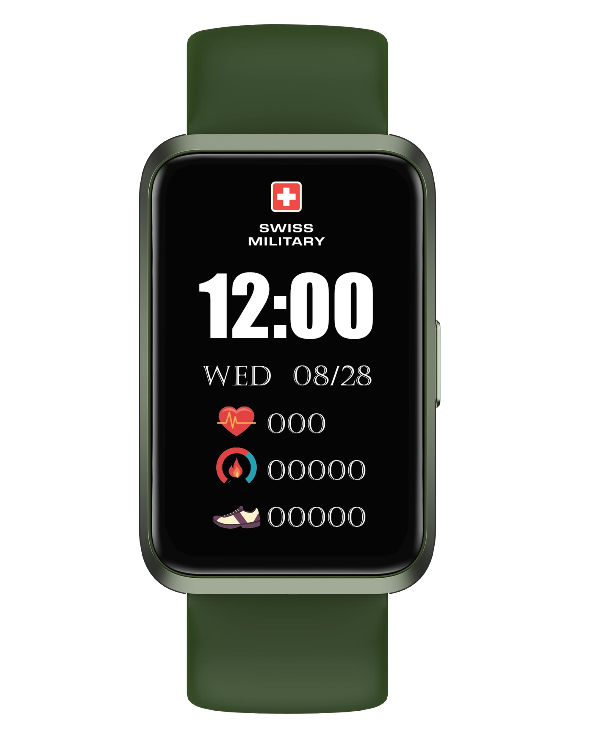 Swiss Military Rhine2 Smart Band 1.57” Display, Bluetooth Calling, Multi Language, Health & Sports Tracking, 7 Days Battery, IP67, iOS/Android Compatible, Green Strap