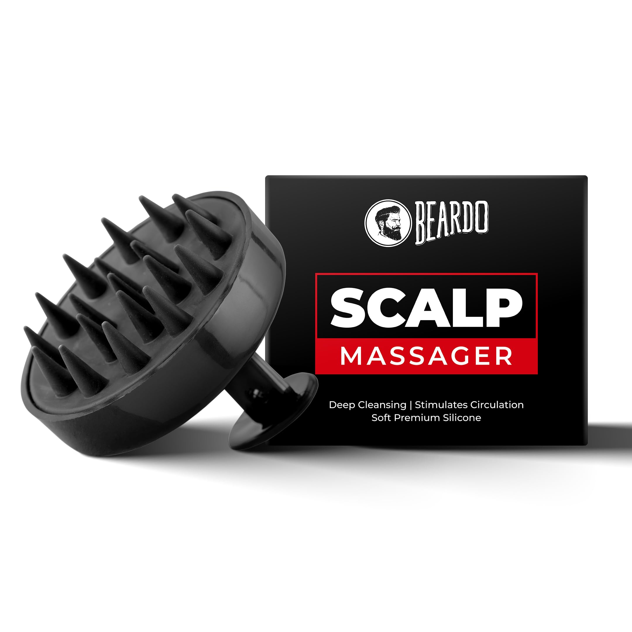 BeardoScalp Massager for Hair with Removable Handle | Soft Silicone Bristles for Dry Massage, Oil & Shampoo