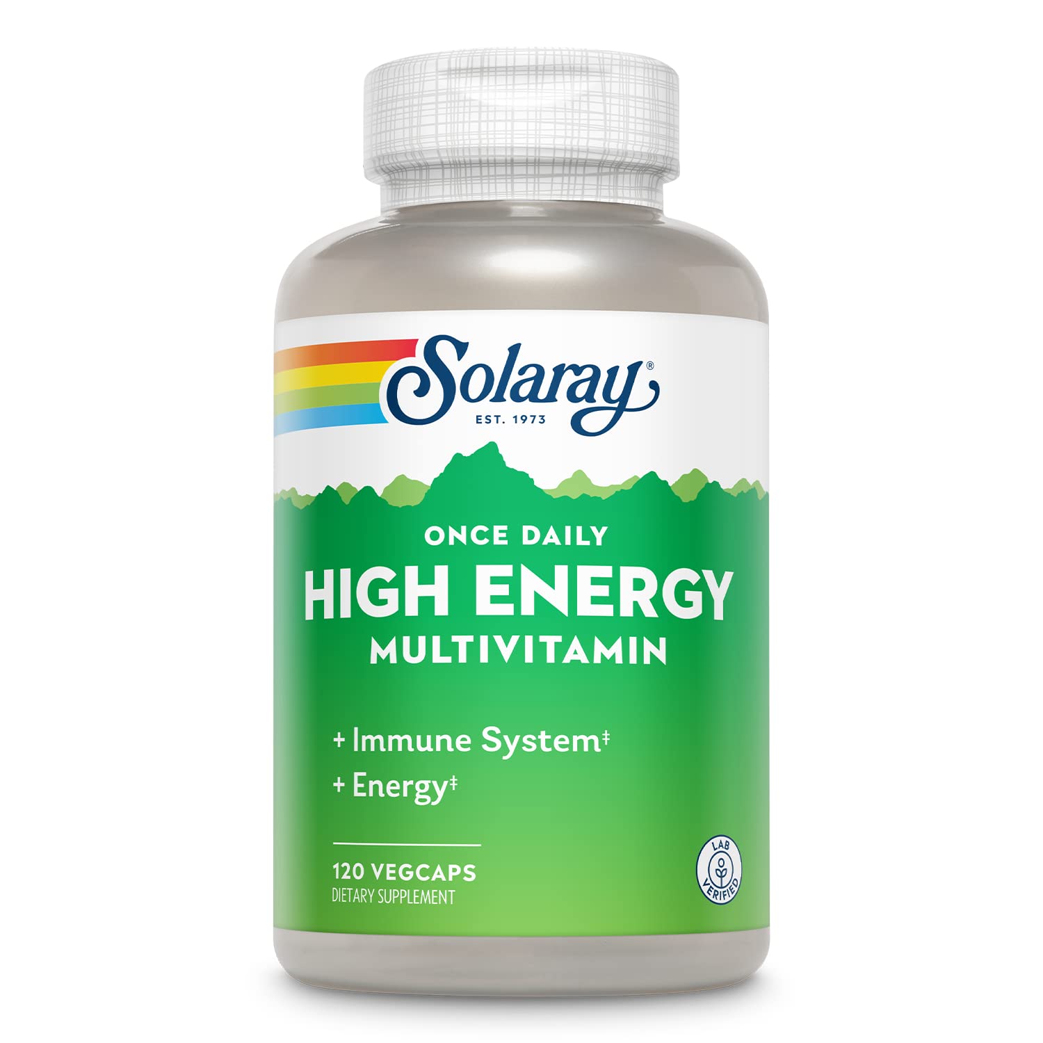 SOLARAYOnce Daily High Energy Multivitamin for Women and Men - Energy Supplements - Immune Support w/Vitamin C, A, D and E, Vitamin B Complex, Trace Minerals, 60-Day Guarantee, 120 Serv, 120 VegCaps