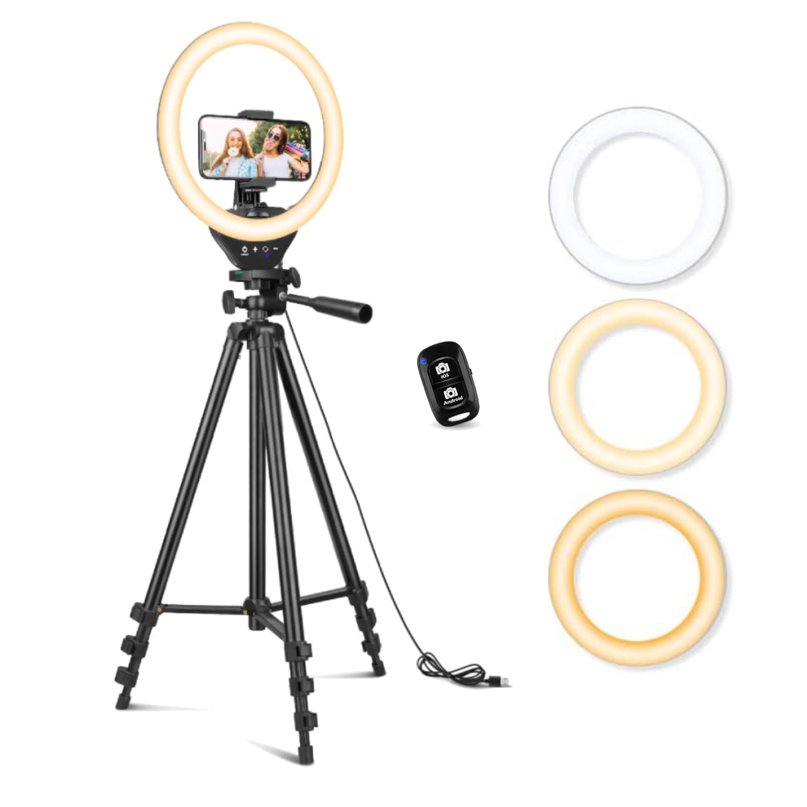 SENSYNE10'' Ring Light with 50'' Extendable Tripod Stand, LED Circle Lights with Phone Holder for Live Stream/Makeup/YouTube Video/TikTok, Compatible with All Phones