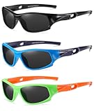 DYLB 3 Pack Flexible Kids Polarized Sunglasses For Boys Girls With Strap&comma; Sport Sunglasses for Children Age 3-10&period;