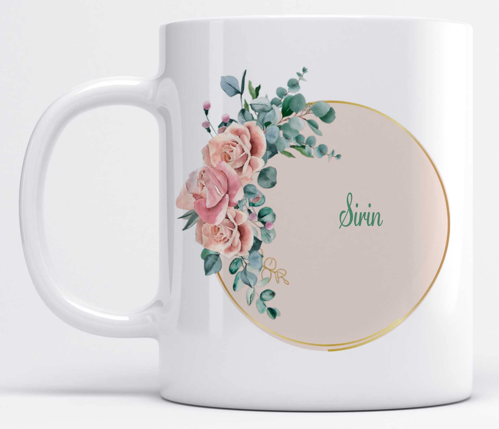 LOROFY Name Sirin Printed Floral Coloured Ceramic Coffee Mug (350ML)