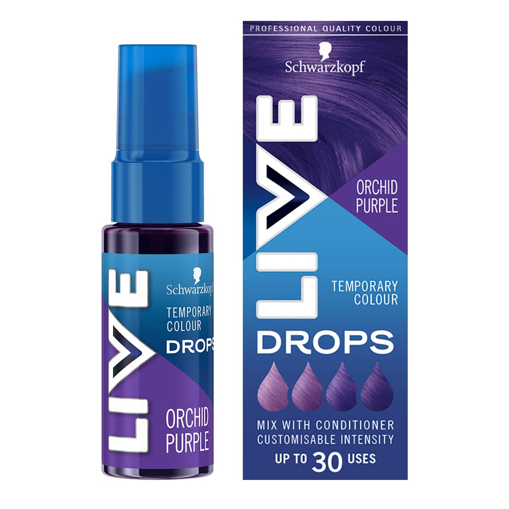 Schwarzkopf LIVE Colour Drops Orchid Purple Semi-Permanent Hair Dye, 30ml, Hair Colour Drops for Colour that Lasts 2-12 Washes, Purple Hair Dye Drops