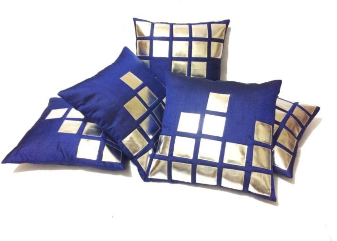 GenericDesi Hault Cushion Covers 16x16 Set of 5 Designer Blue Color (40cm x 40cm)