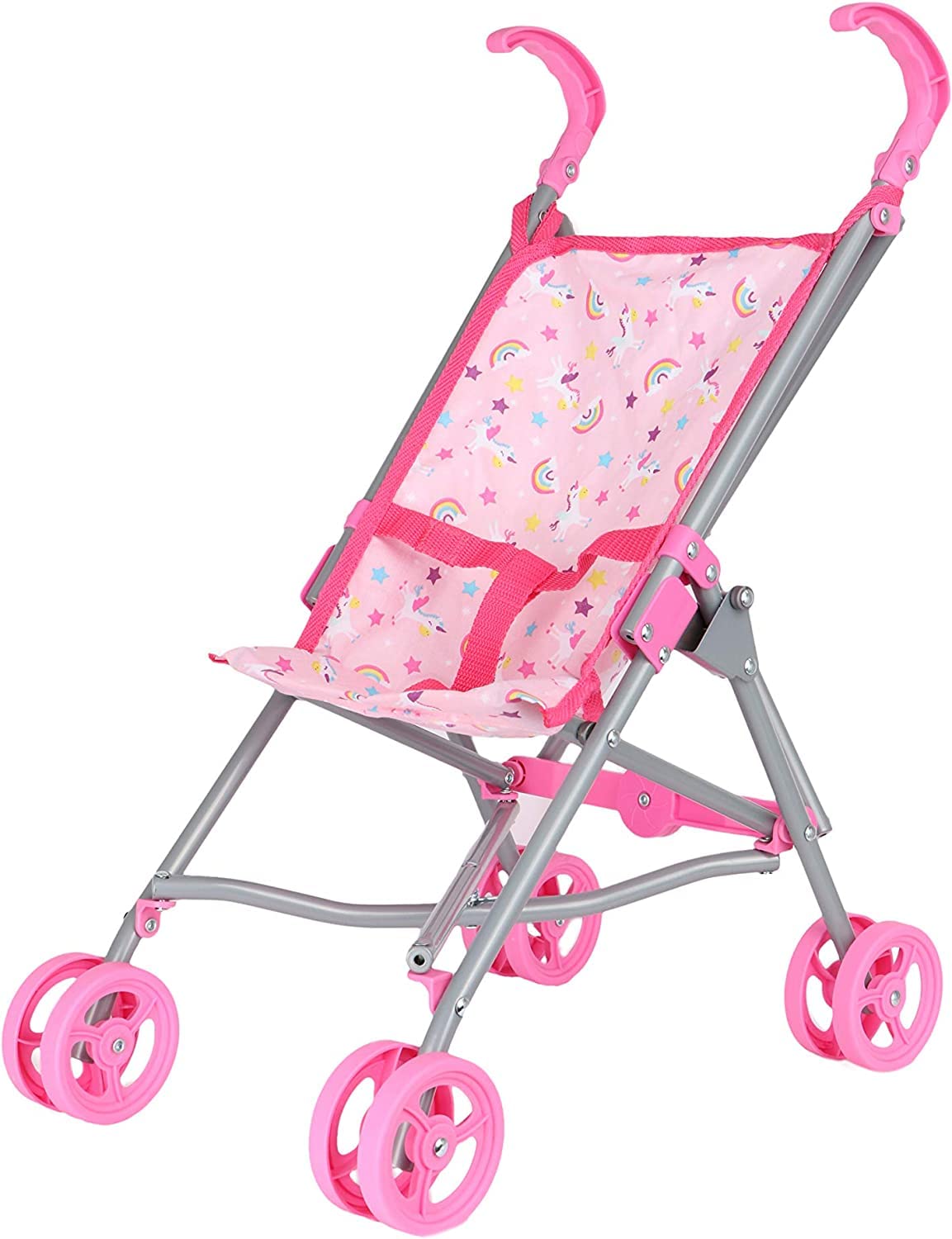 Dream Collection, Doll Stroller - Metal Fold Up and Down Umbrella Stroller for Realistic Pretend Play, Pink - 23”