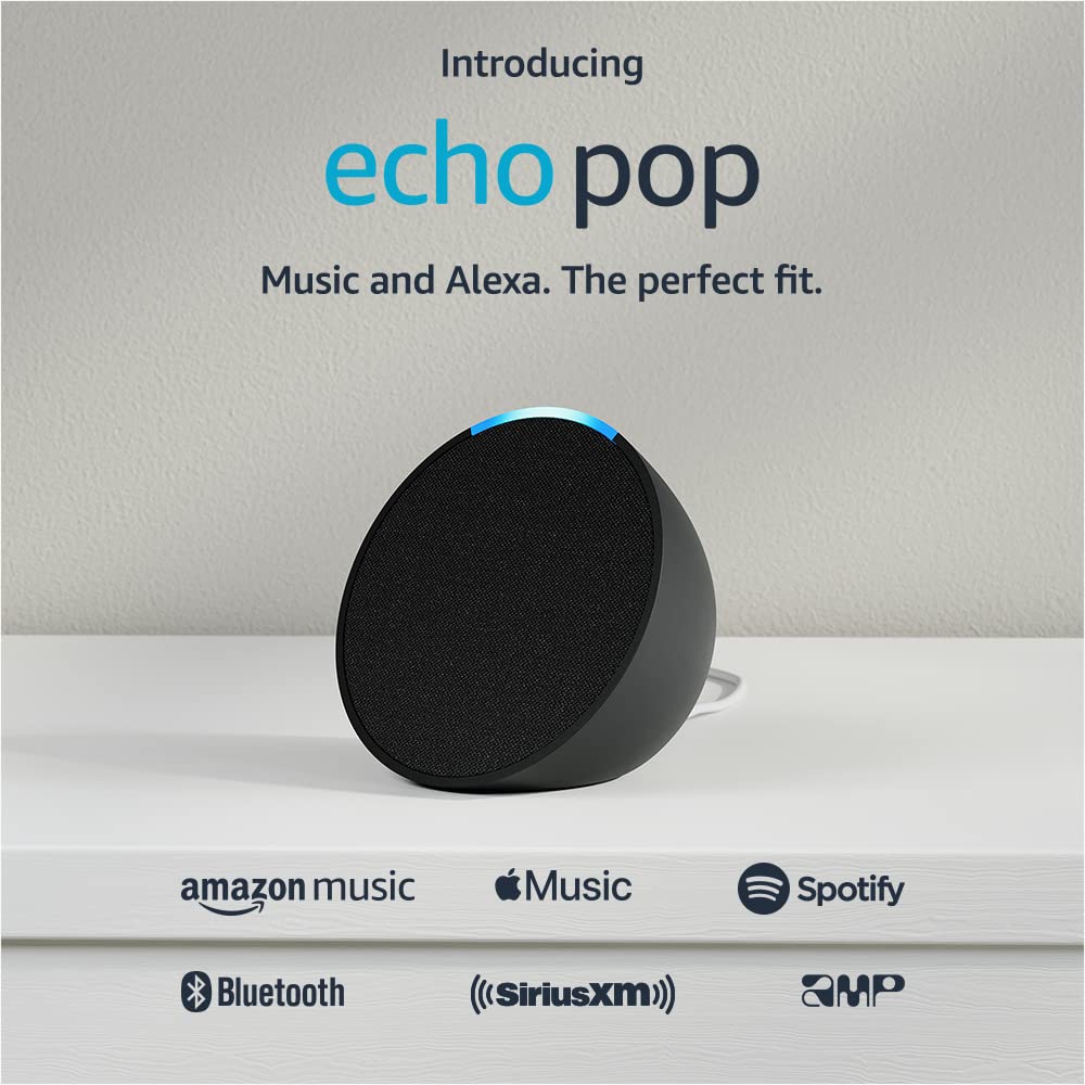 Certified Refurbished Echo Pop | Full sound compact smart speaker with Alexa | Charcoal