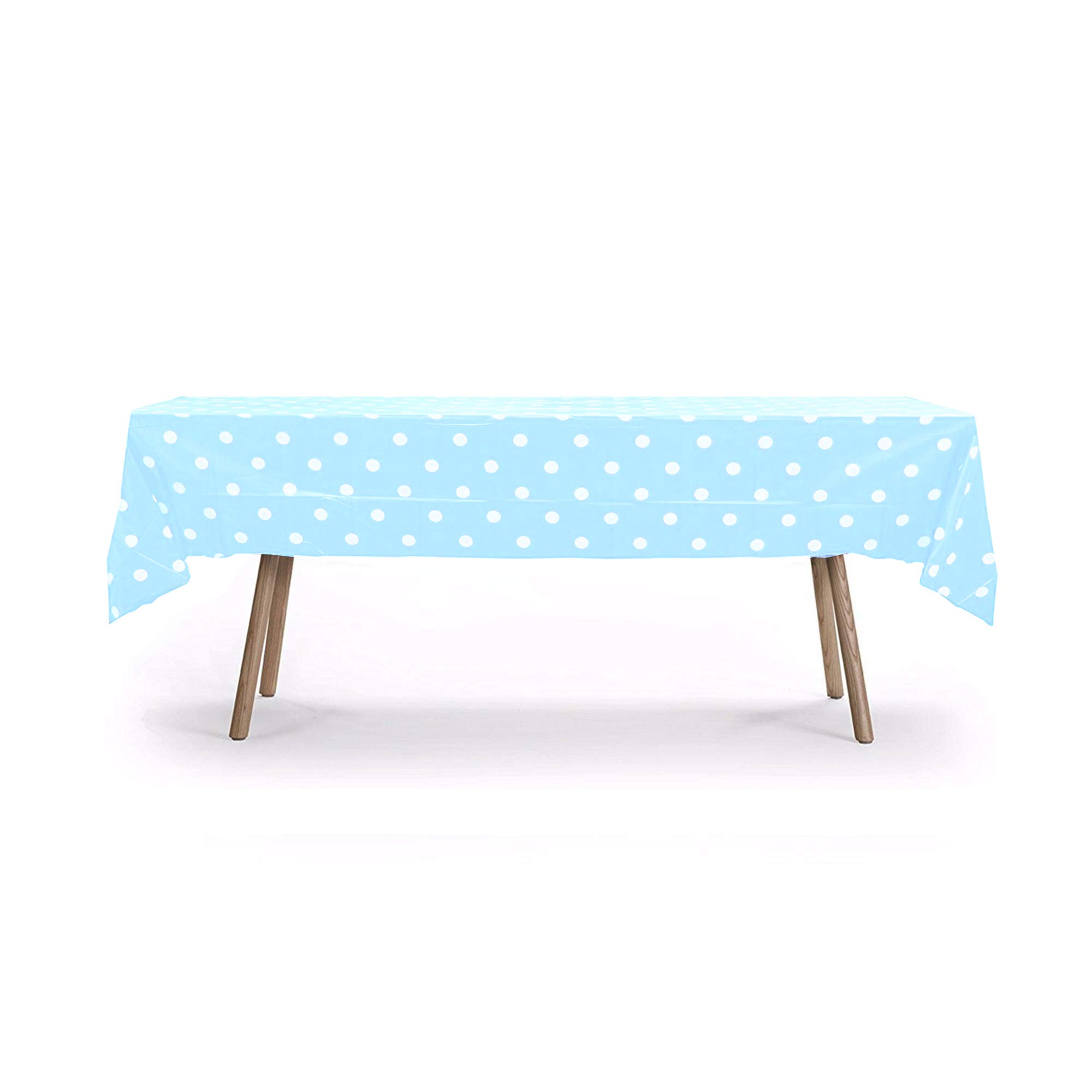 10 Packs of Polka Dot Table Cover, Plastic Rectangular Heavy Duty Table Cover (Light Blue)