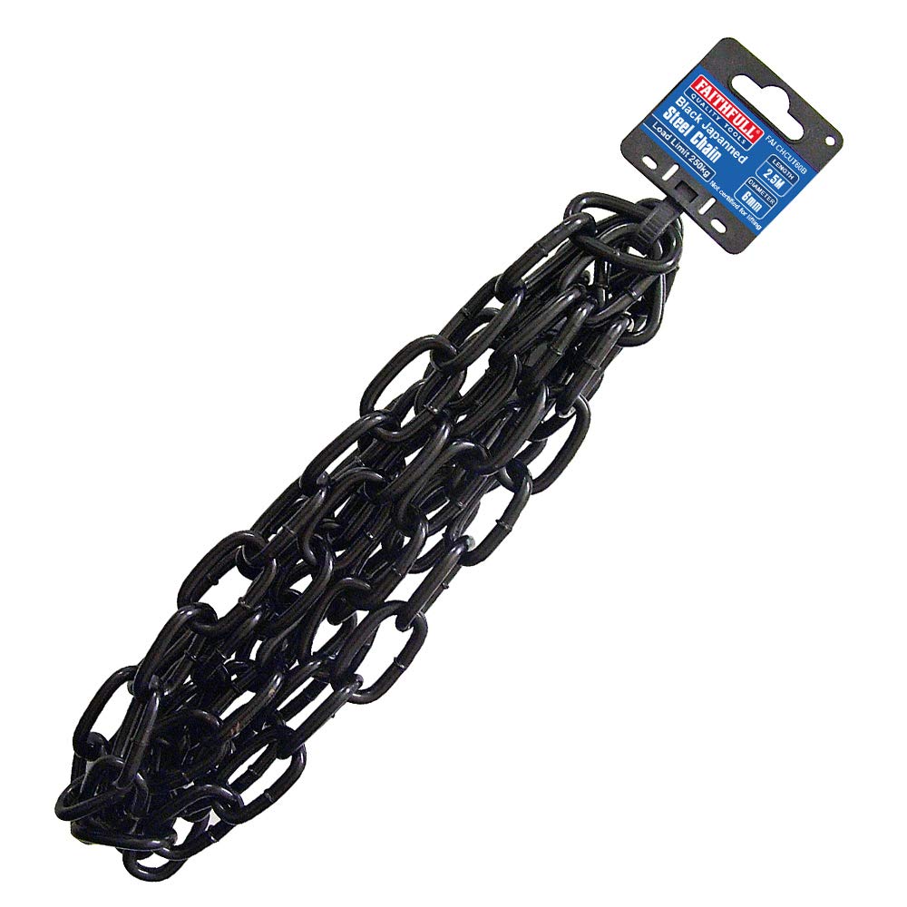 Faithfull6mm x 2.5m Japanned Chain - Black