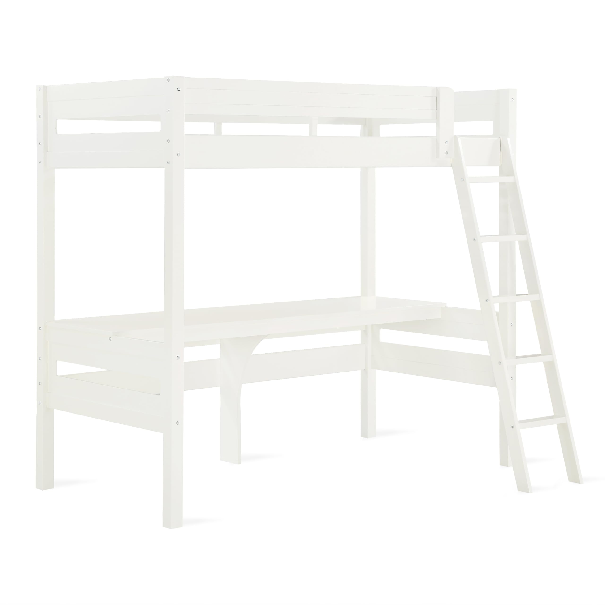 DHP Harlan Loft Bed with Desk and Ladder, Twin, White