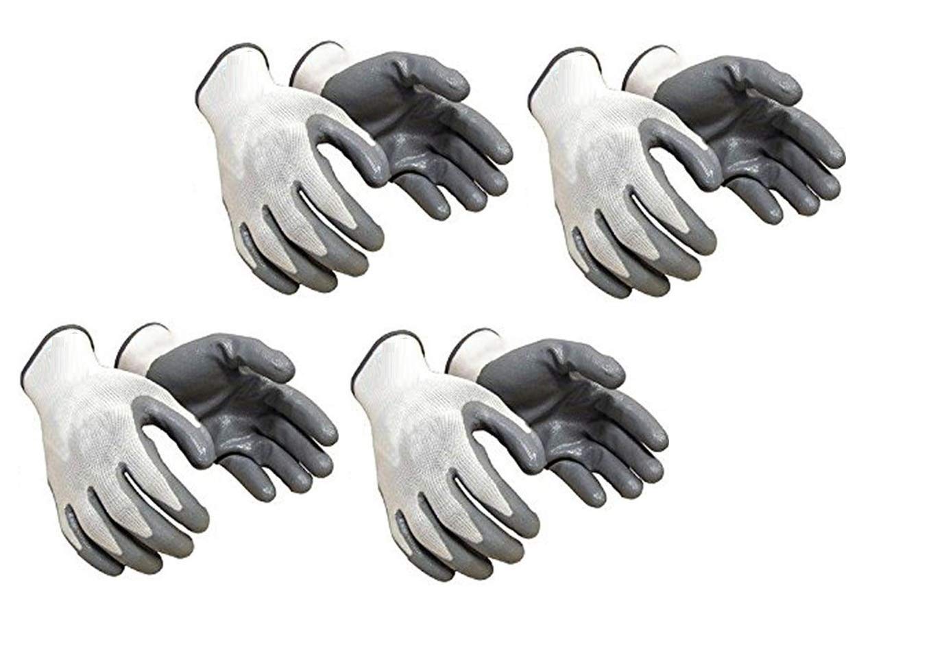 DMC Nylon Industrial & Home Safety Cut Resistant Hand Gloves 4 Pairs White & Grey