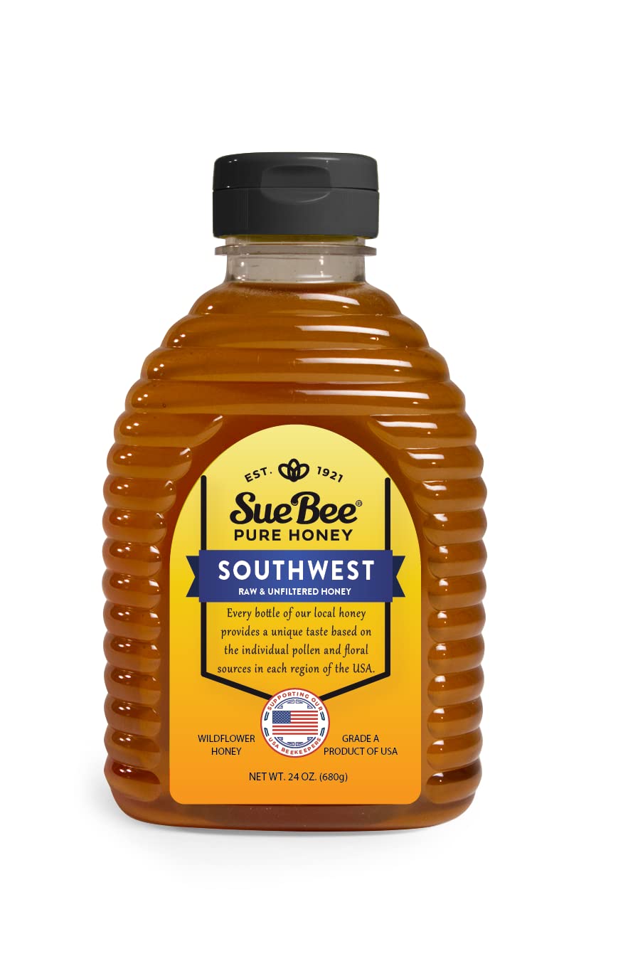 Sue Bee Honey Regional Southwest USA Honey, Strained, Unfiltered Beekeeper-Owned Co-op Honey, 24-Ounce