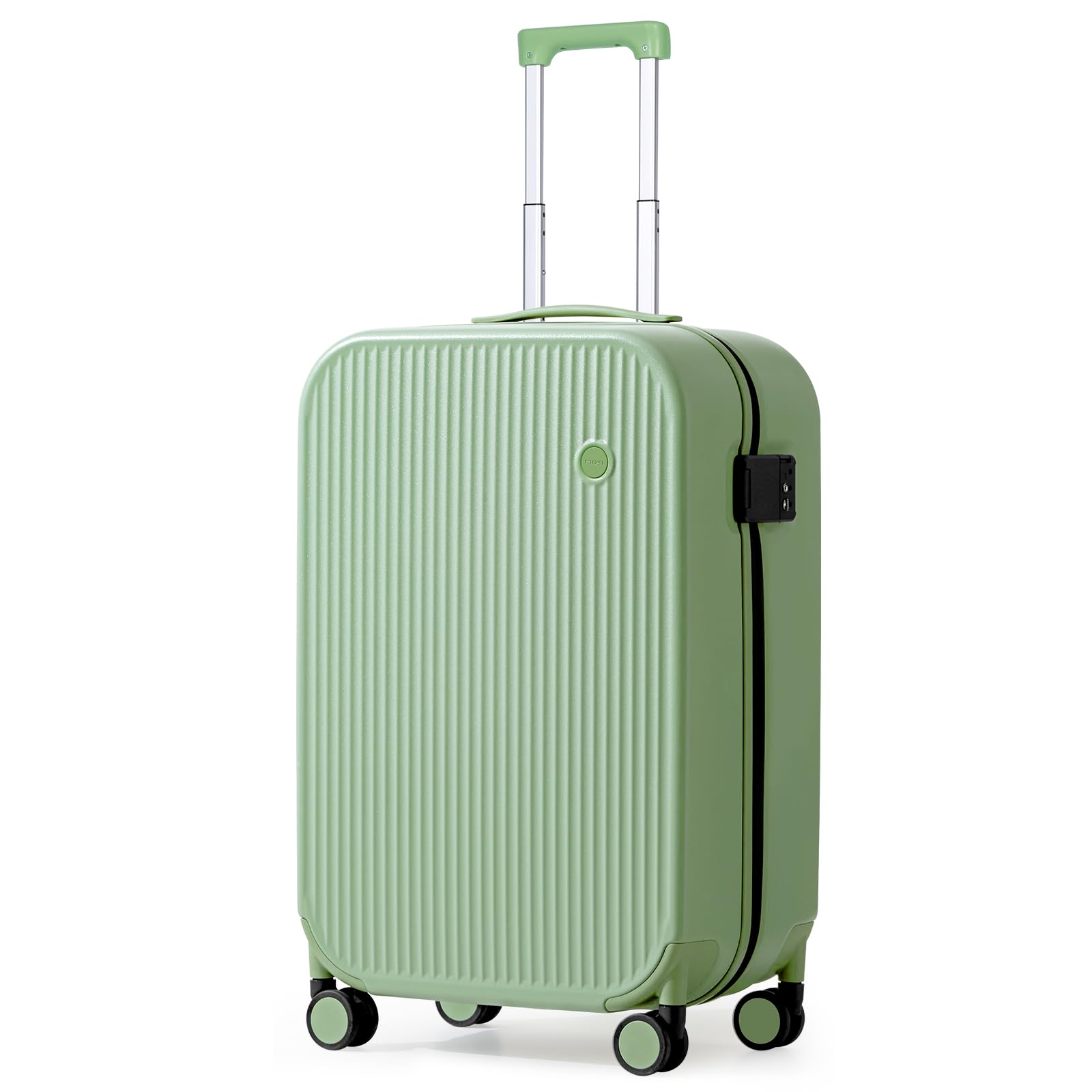 mixiHardside PC Suitcase 20 Inch Carry On Luggage Spinner Wheels TSA with Cover, Avocado Green