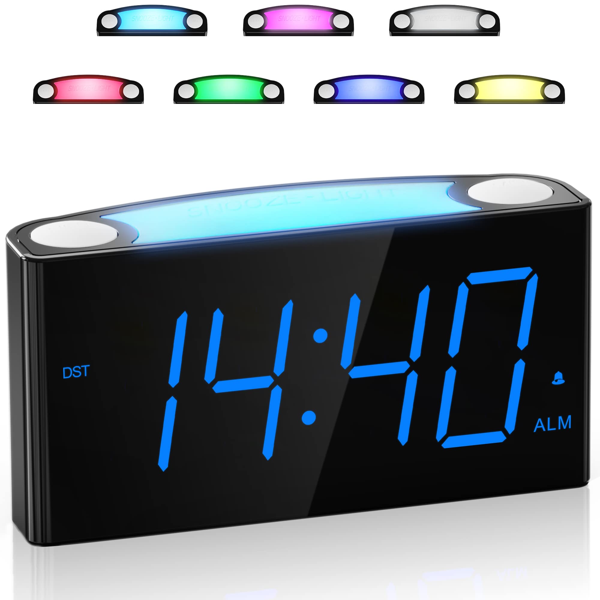 Mesqool7ââ‚¬Â Digital Alarm Clock, 7 Colored Night Light, Large LED Digits Full Dimmer, USB Chargers, 12/24 Hour, Loud Alarm, Outlet Powered Heavy Sleepers, Bedroom, Home, Kitchen, Desk, Kids