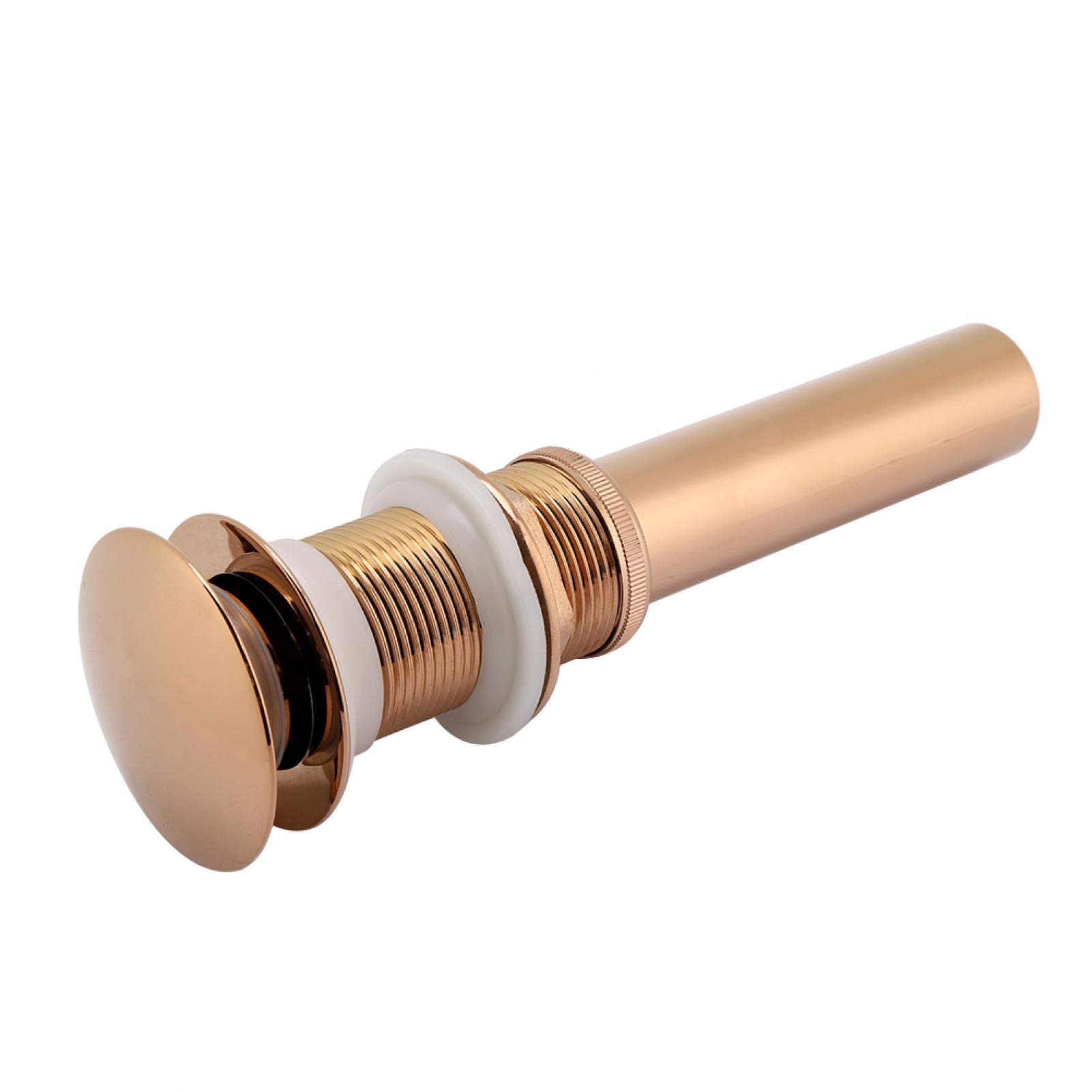 Kuuleyn Pop Up Waste Stopper,G1 1/4" Brass Bathroom Basin Sink Pop Up Drain Assembly Non-Overflow(Rose Gold)