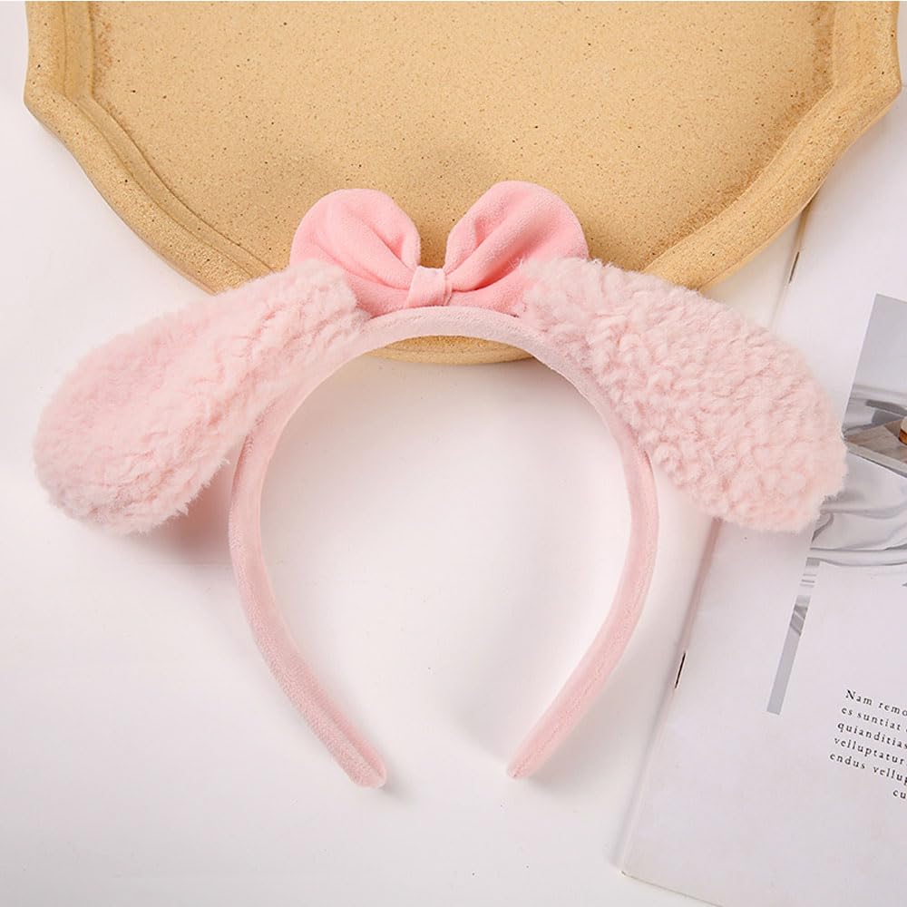 Kawaii Sanrioed Bow My Melody Plush Bowknot Headband Winter Cute Cartoon Animal Panda Headwear Hairband Hair Accessories Gift (A)