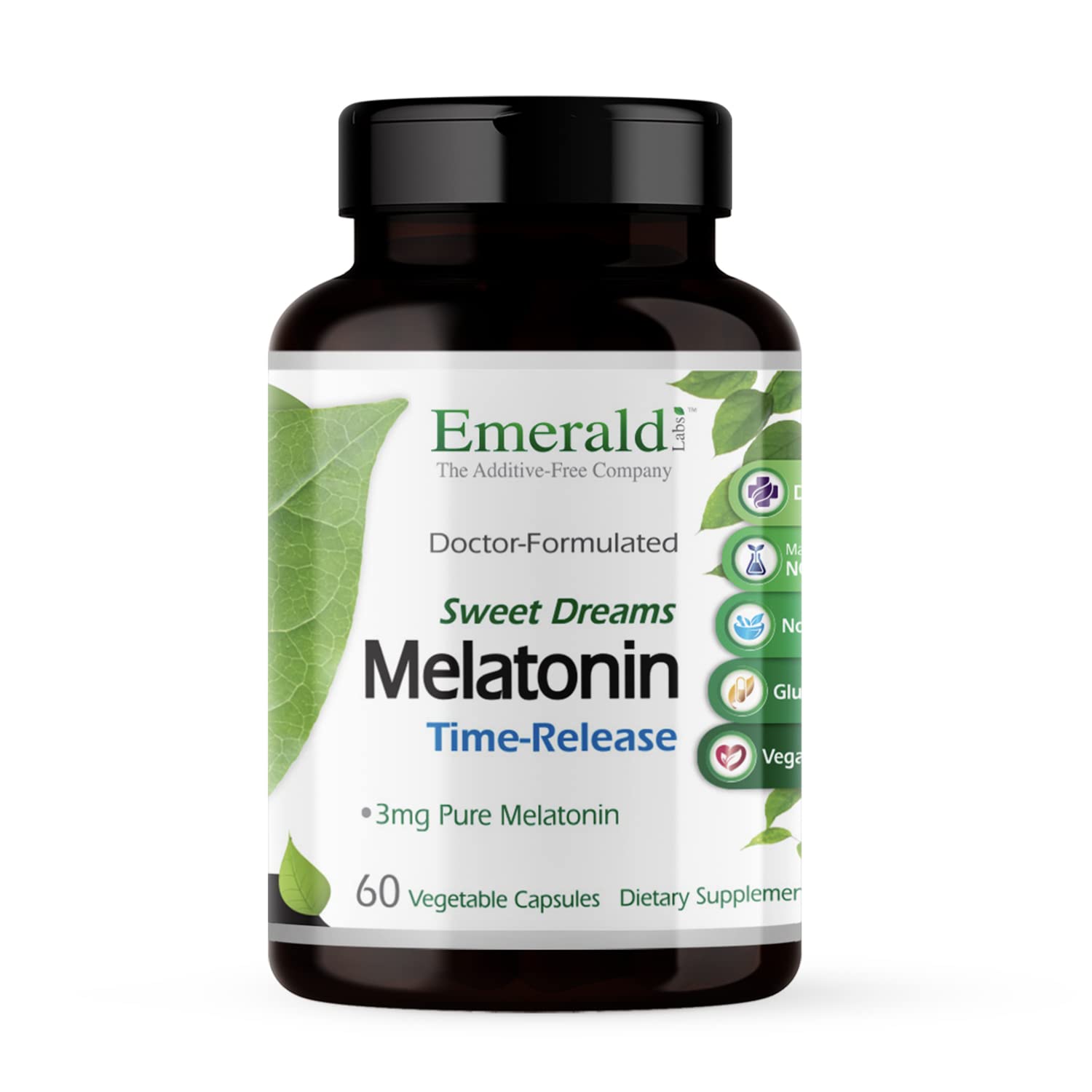 EMERALD LABS Sweet Dreams Melatonin Time-Release - Melatonin Sleep Support Supplement - Supports Healthy Sleep Patterns - 60 Vegetable Capsules (Up to 60-Day Supply)