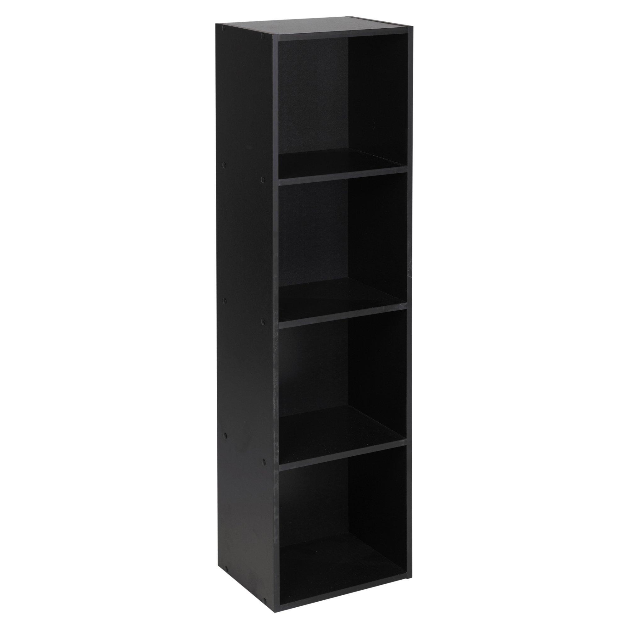 URBNLIVING1, 2, 3, 4 Tier Wooden Shelving Bookcase Storage Wood Shelf Unit (4 Tier, Black)