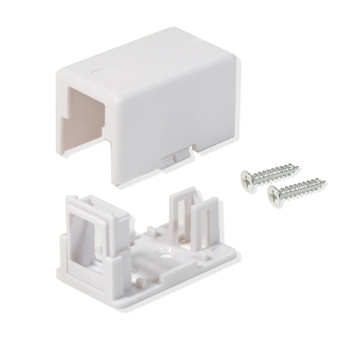 LOGICO 100 Pack Surface Mount Box 1 Port Single Hole Keystone Jack Cat5e/Cat6 White