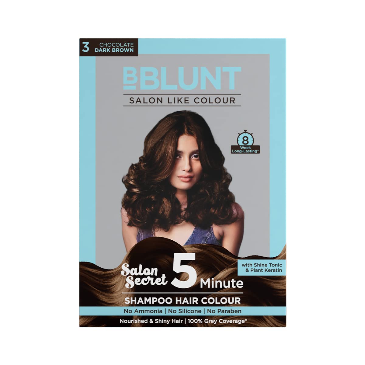 BBLUNT Chocolate Dark Brown 5 Minute Shampoo Hair Colour for 100% Grey Coverage - 20ml X 5