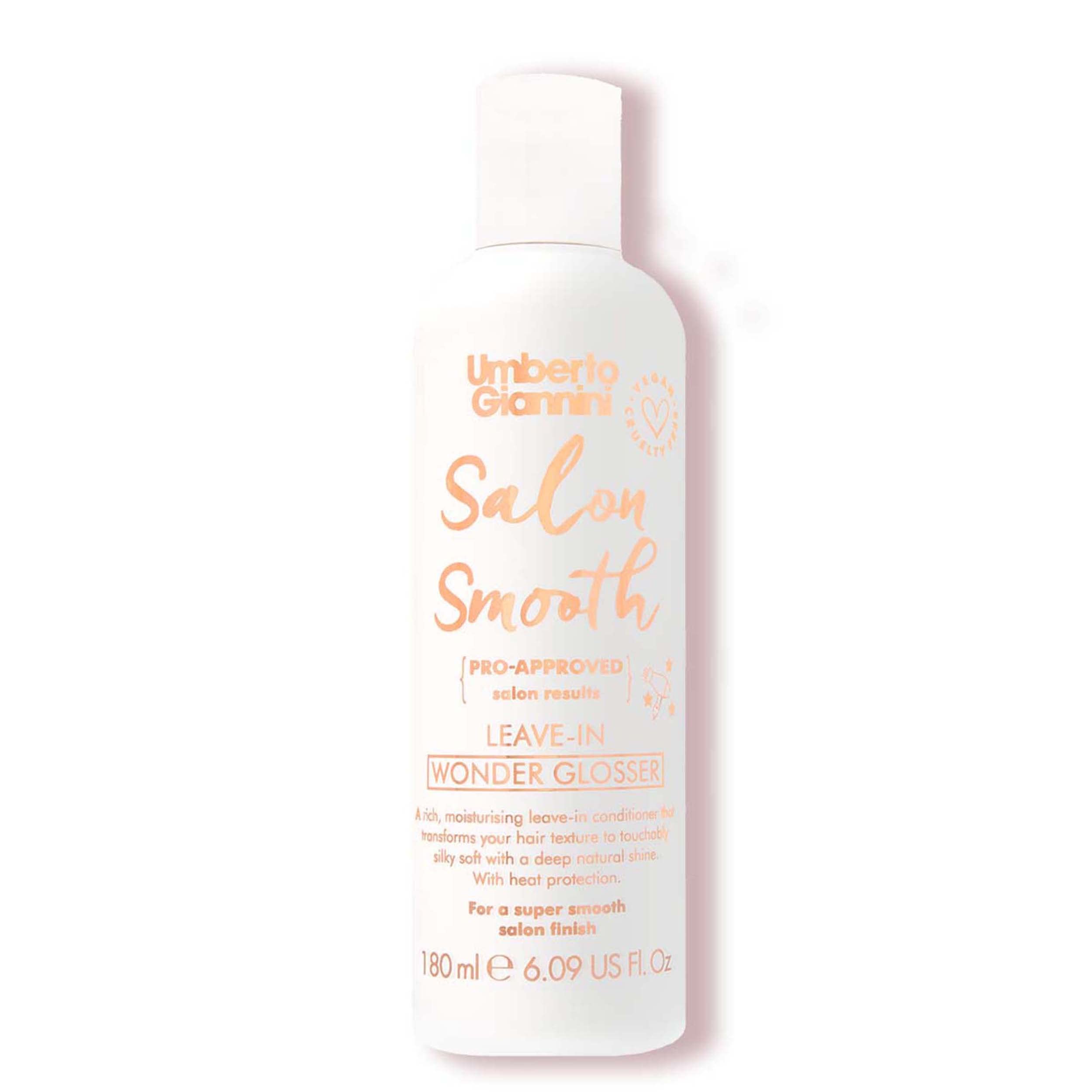 Umberto Giannini Salon Smooth Wonder Glosser - Lightweight Leave In Conditioner Hair Treatment with Heat Protection - Creates Shine & Reduces Frizz for Straight, Curly and Wavy Hair 180ml