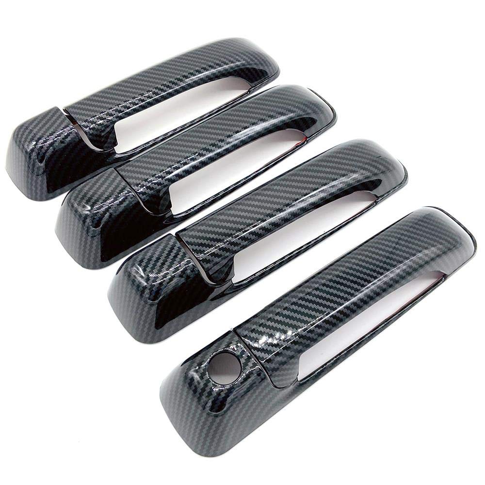 Signature Carbon Fiber Print Side Door Handle Covers OverlaysCompatible with 2009-2018 RAM 1500+2500+3500