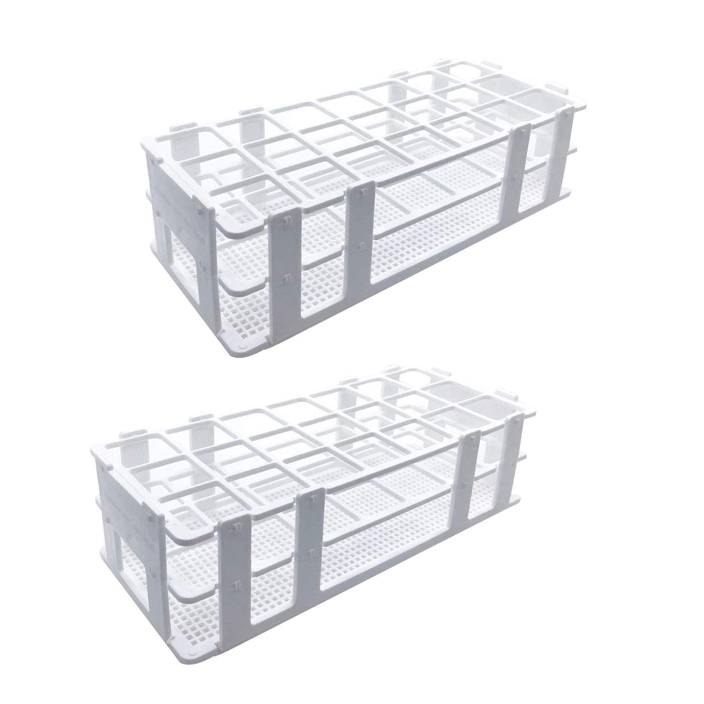 Luckkyme Plastic Test Tube Rack 2 Pack 21 Holes Lab Test Tube Rack Holder for 30mm and Below The Test Tubes, Detachable, 21 Holes