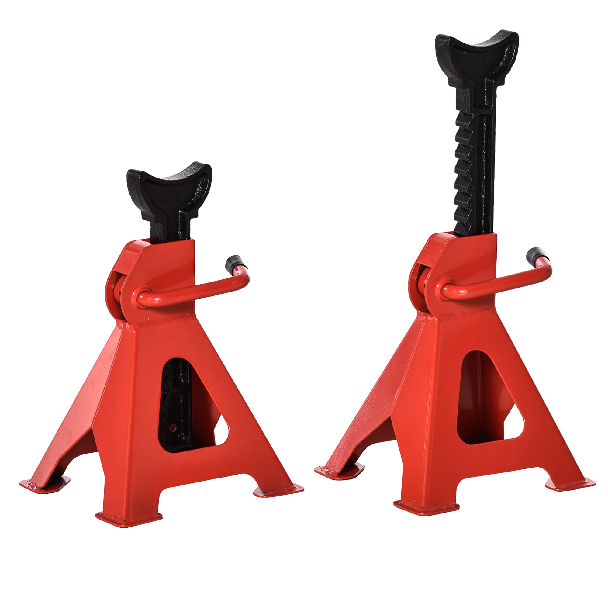 DURHAND Set of 2 Stabilizer Jacks 3 Ton/Pair Car Stands with Adjustable Height to Support Cars Cars Vehicles Metal 21 x 19 x 29-43 cm Red and Black