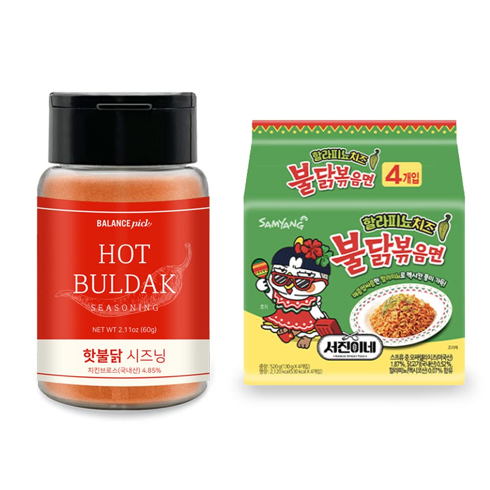 Buldak Pack - Hot Buldak Seasoning & Jalapenos Buldak Stir Fried Noodles - Seojinine