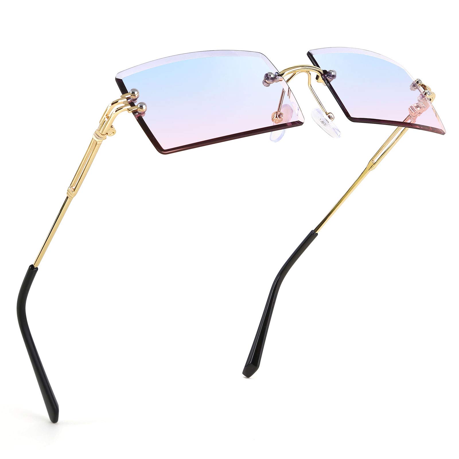 FEISEDYVintage Rimless Sunglasses Rectangle Frameless Candy Color Glasses Women Men B2642