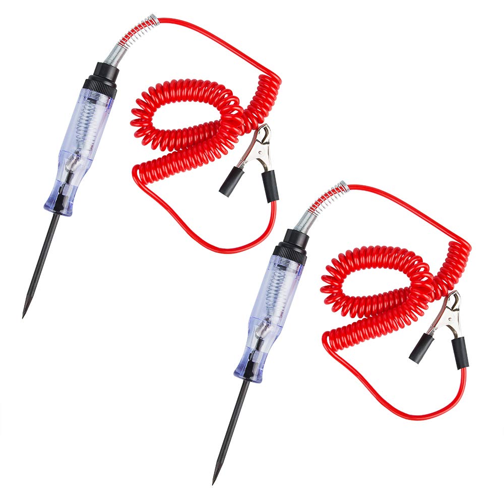 findTop 2 Pack Heavy Duty Automotive Circuit Tester, Professional Circuit Tester with Indicator Light, Extended Spring Test Leads, Long Probe with Alligator Clip for Continuity Car Voltage