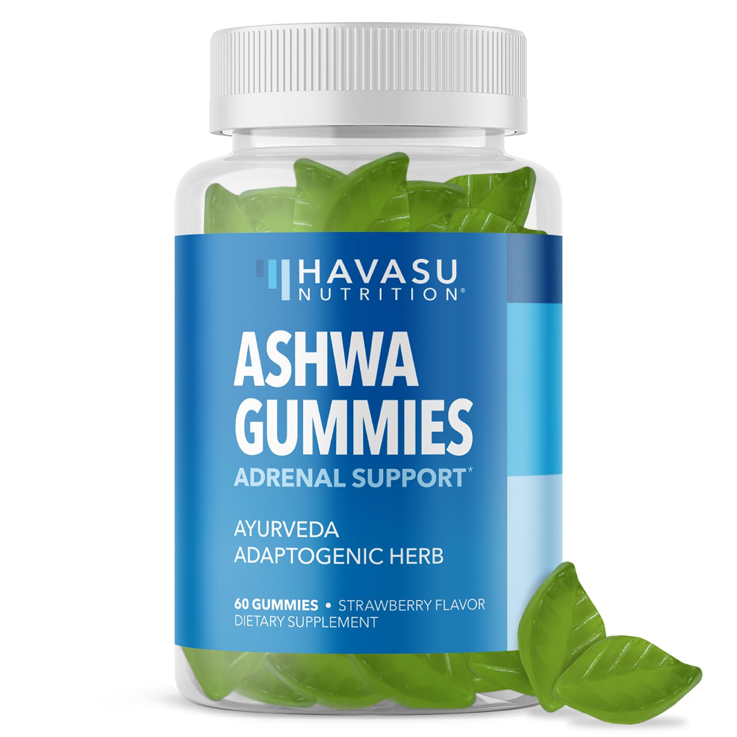 Ashwagandha Gummies Supplement Designed to Calm & Relax - Herbal Mood Support - Ashwagandha Gummies for Women and Men - Non-GMO and Gluten-Free Supplement - 60 Vegan Strawberry Gummies