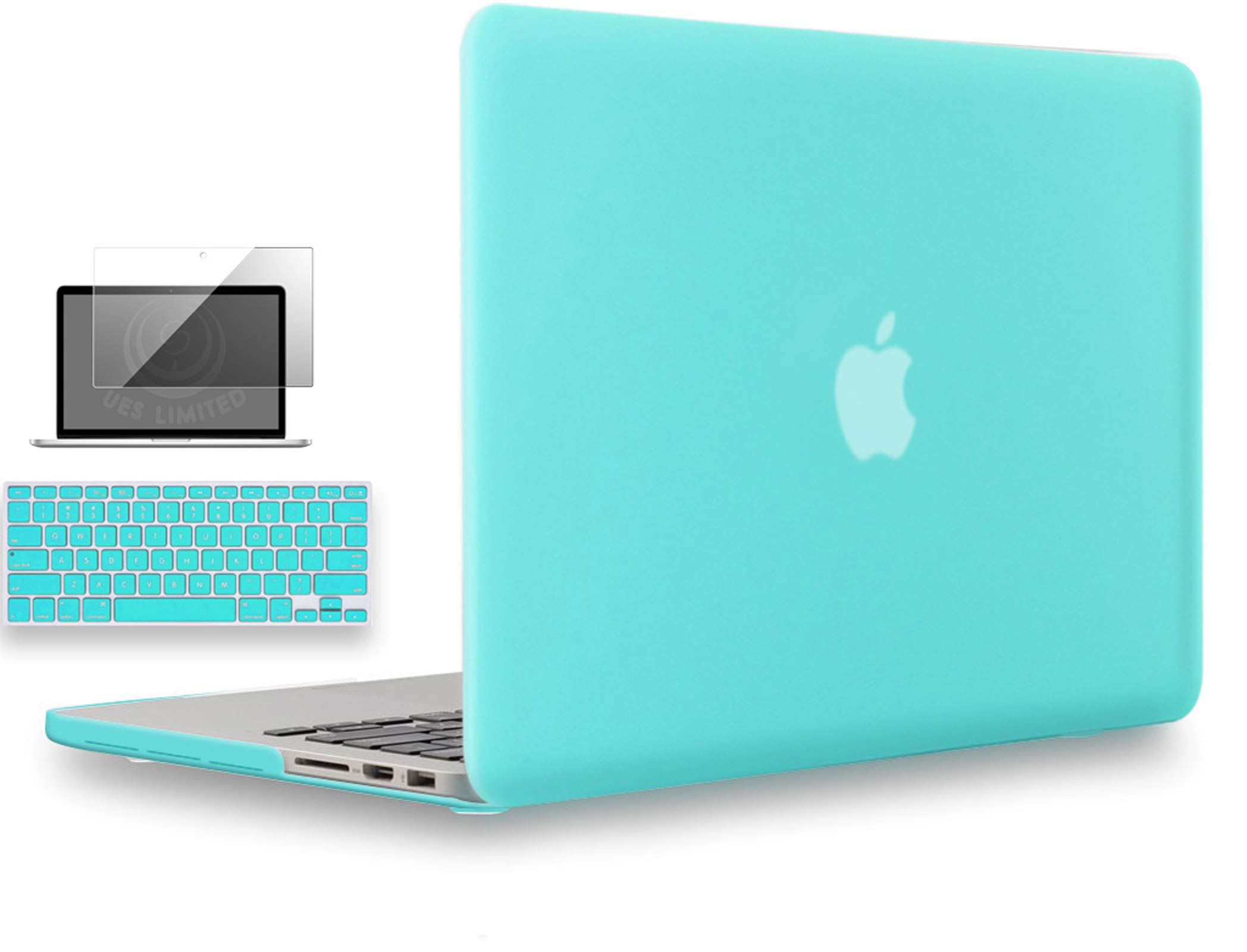 UESWILL UESWILL 3in1 Smooth Soft-Touch Matte Hard Shell Case Cover for MacBook Pro 15" with Retina Display (Model: A1398)(NOT for 2016 Version) + Keyboard Cover and Screen Protector, Turquoise