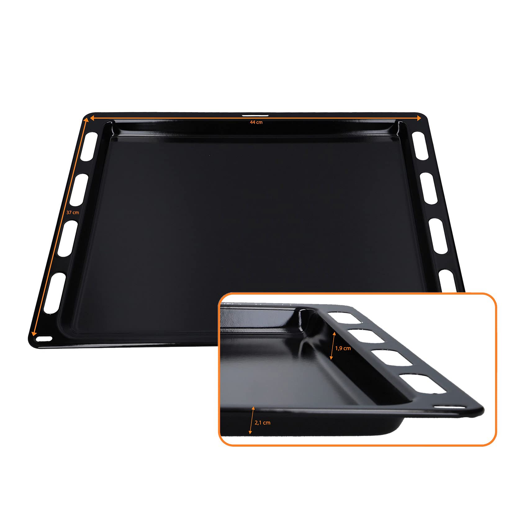 DL-pro Baking Tray 440 x 370 x 21 mm Enamelled Pyrolysis-proof for Bosch Siemens 666902 00666902 HEZ431000 Constructa CZ10200 Oven Tray for Oven Cooker