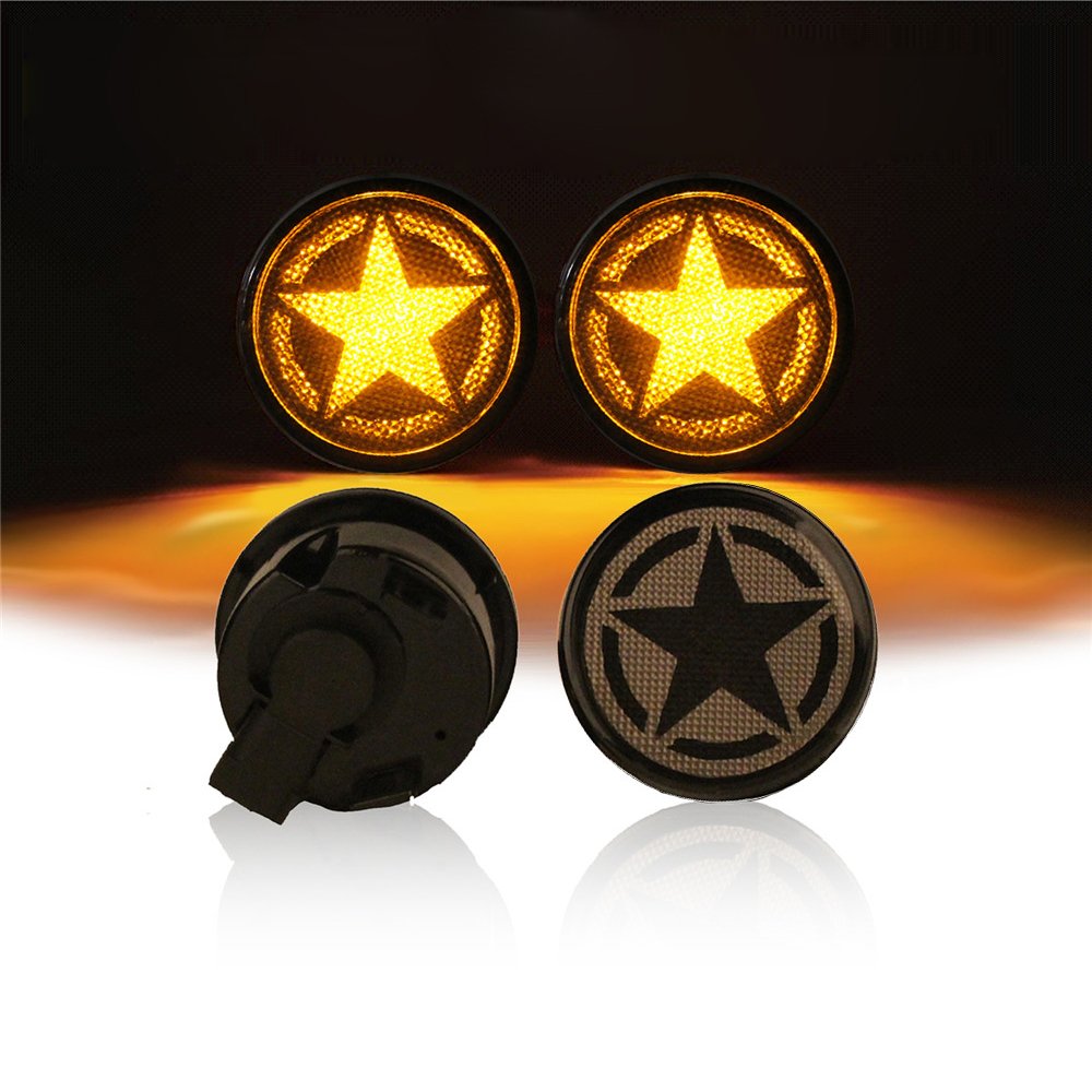 Turn Signal Star Lights Front Blinkers LED Parking Lights for Jeep Wrangler JK & Unlimited 2007-2018