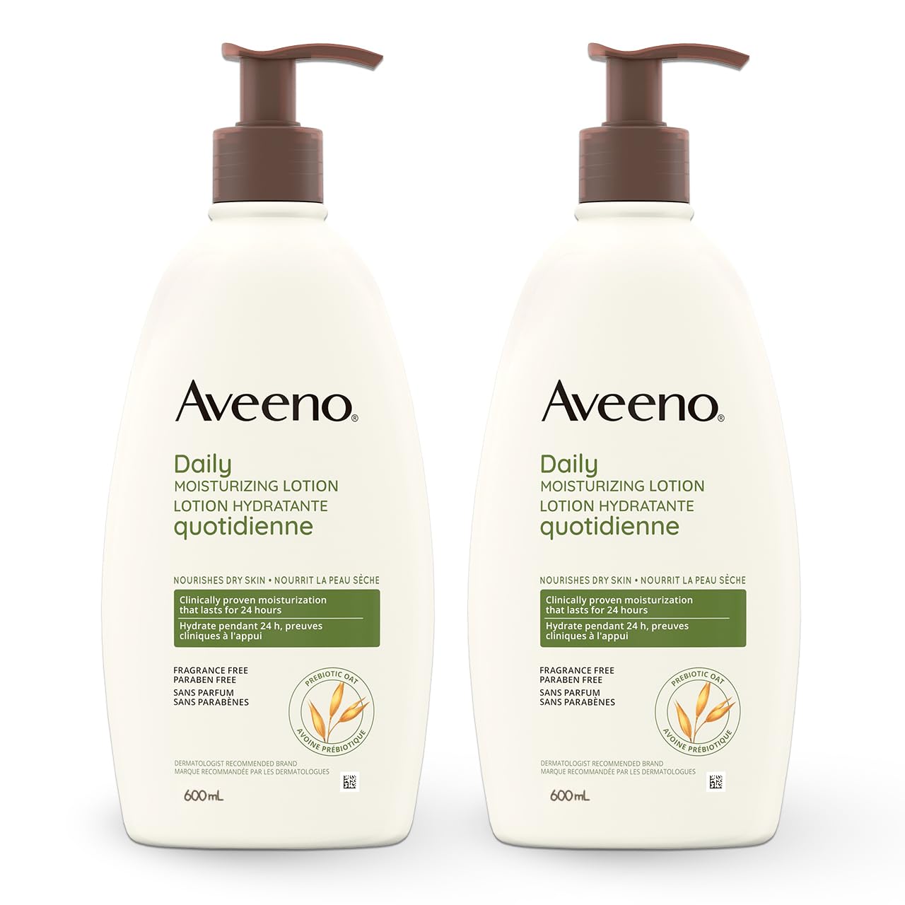 Aveenoactive naturals Daily Moisturizing Lotion, moisturizes for 24h, 2 x 600 ml