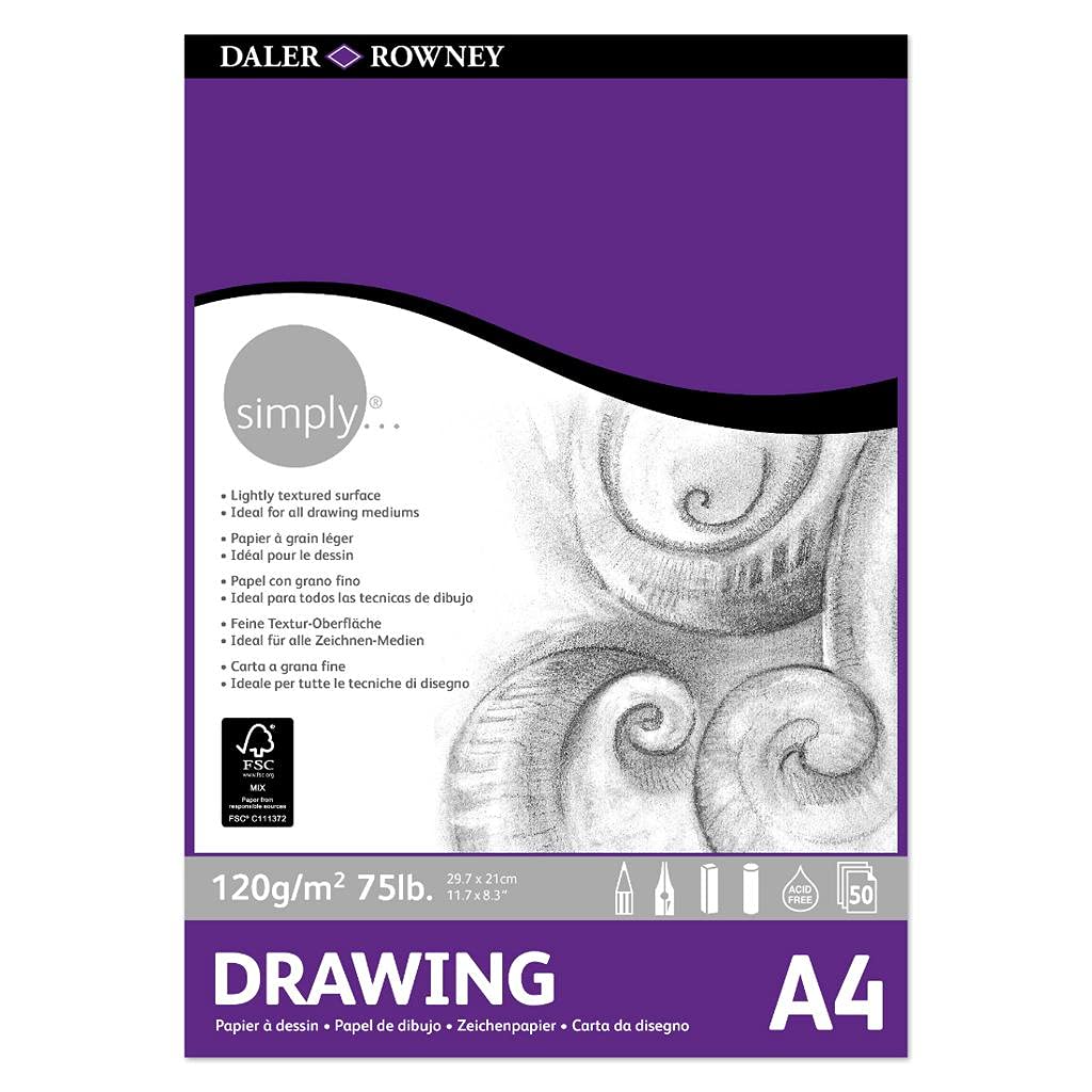 Daler-Rowney Simply Drawing Paper Pad (120 GSM, A4, 50 Sheets)